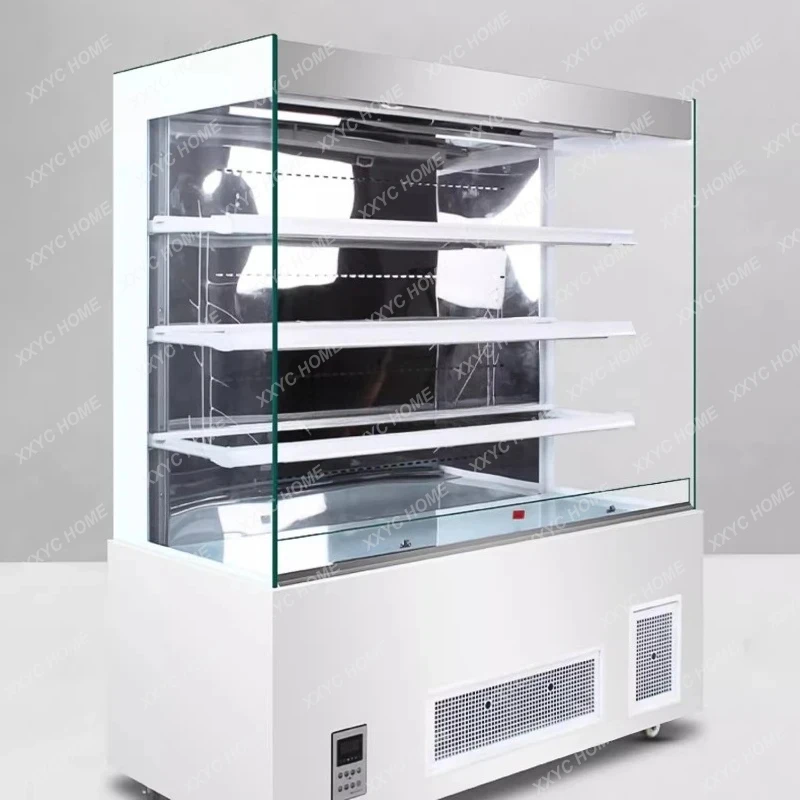 A Yogurt Vertical Refrigerated Display Cabinet Beverage Open Air Curtain Cabinet Milk Air-cooled Fresh-keeping Commercial Freeze