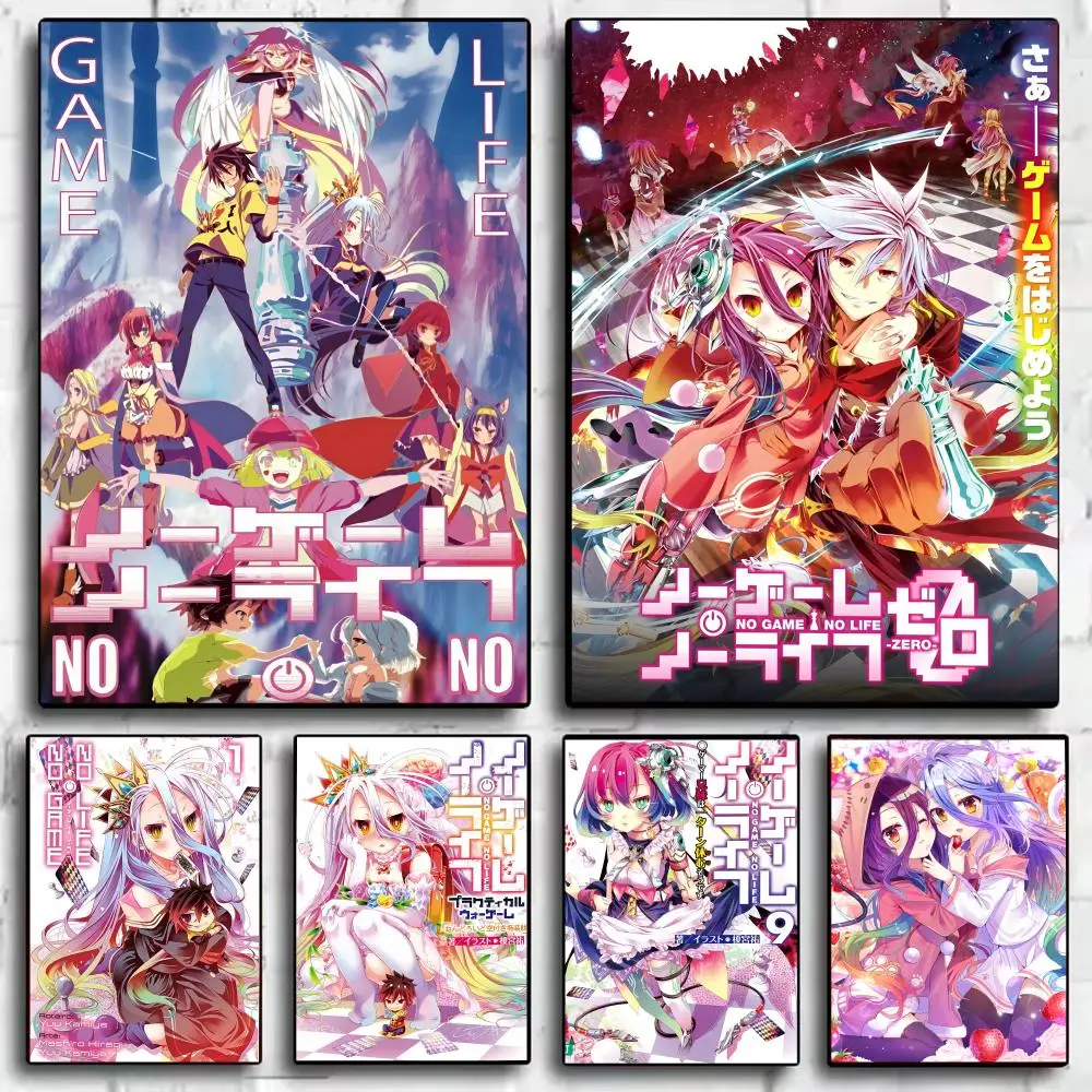 No G-Game No Life anime Poster Stickers HD Waterproof Painting Wall Art for Bedroom Living Room Home Decor Decoration Gift
