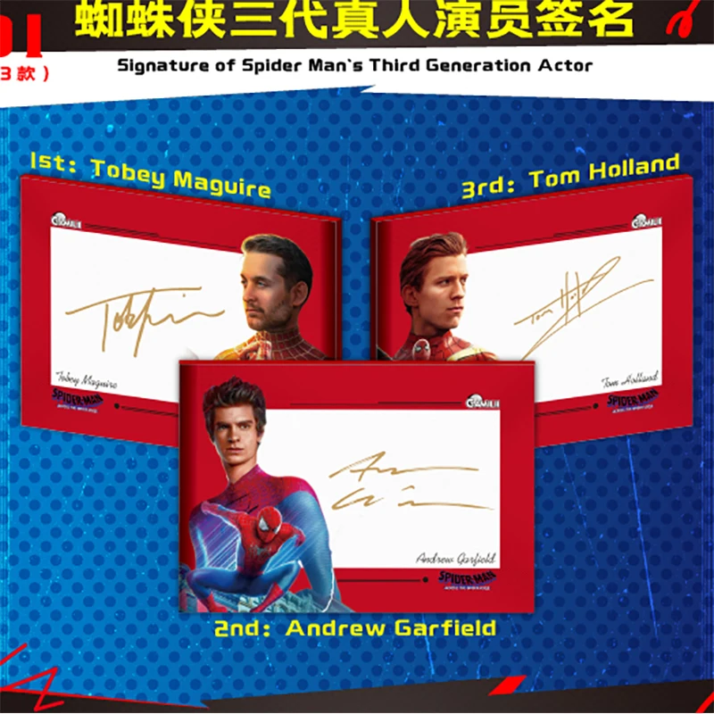 Genuine Marvel Spider-Man Rare Signature Cards Movies The Avengers Iron Man Peripheral Cards Children Birthday Christmas Gifts