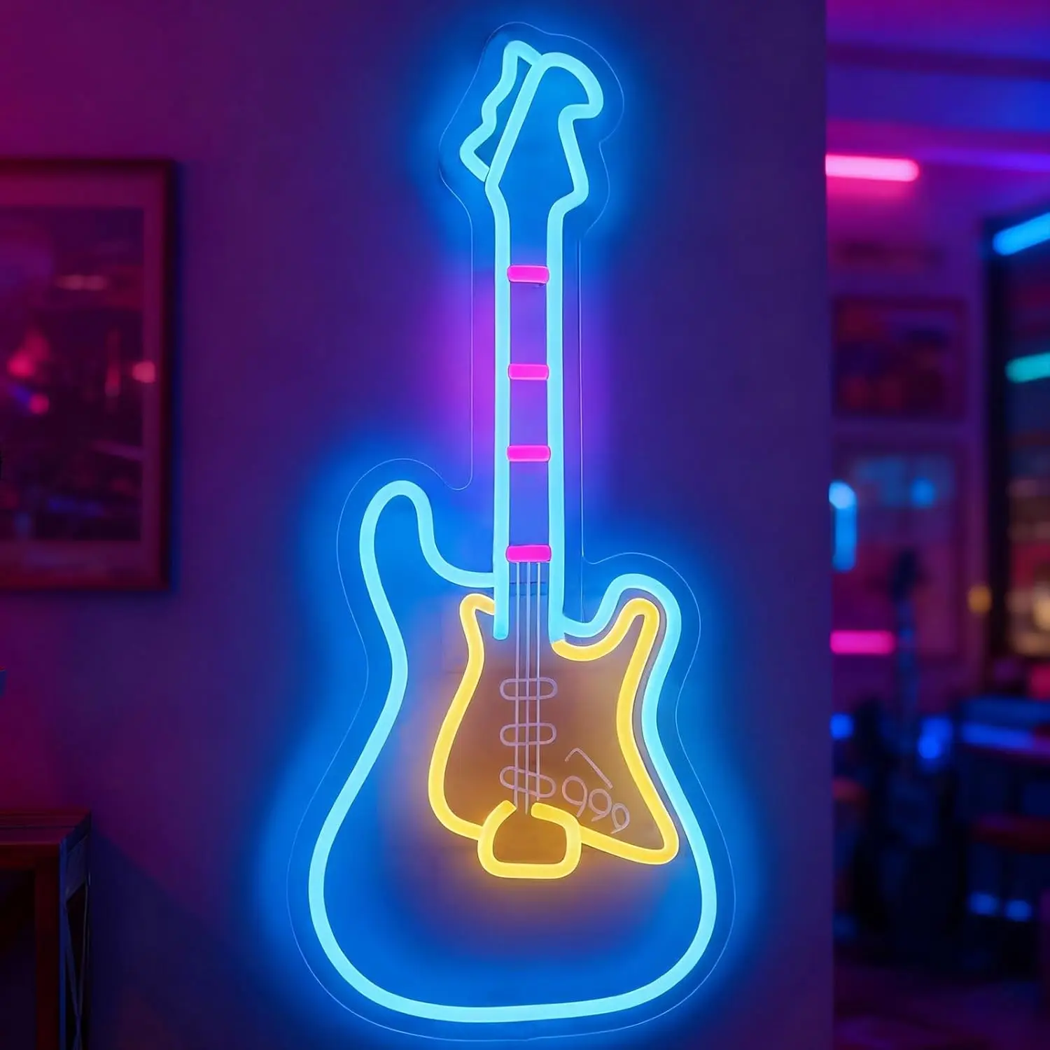 

Guitar Neon Light Art Wall Light USB LED Neon Light for Music Studio Bar Party Club Aesthetic Bedroom Decoration Gift