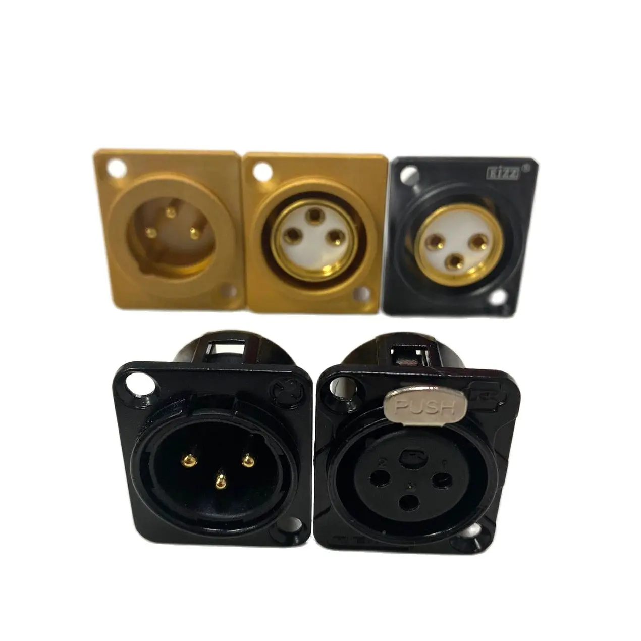 ขั้วต่อ XLR ตัวผู้ตัวเมียคุณภาพสูงปลาย3พินตัวขยายไมโครโฟนปลั๊กตัวแปลงทอง24K เทลลูเรียมทองแดงชุบ