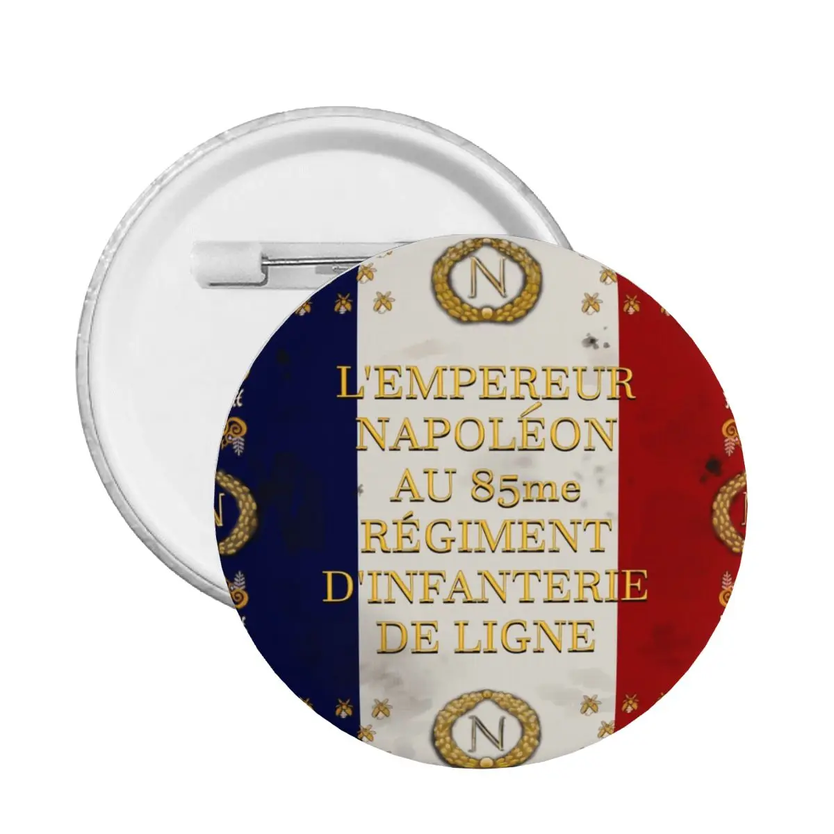 Özel napolyon fransız 85th Regimental bayrak düğme Pin kot rozetleri broşlar Pinback hediye