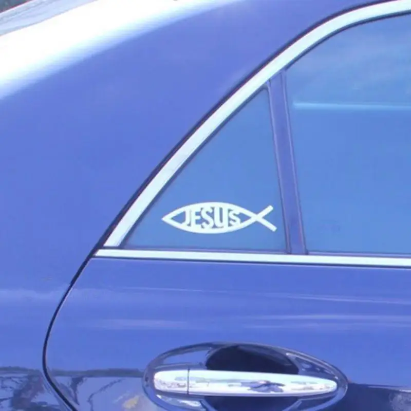 

G7NA Motorcycle Car Jesus Fish Outline 3D Side Truck Badge Sticker Decals