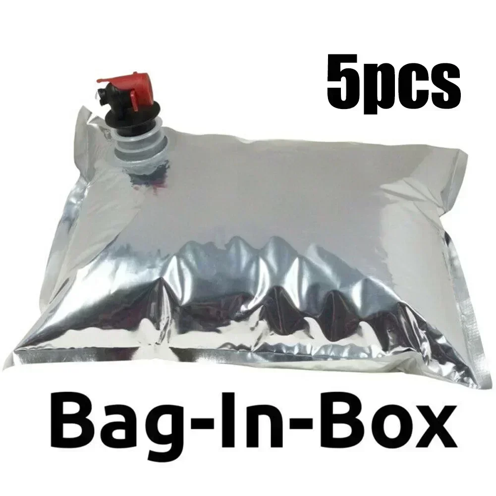 

5Pcs 5L Bag With Butterfly Tap Aluminum Foil BIB Bag Replacement For Bag In Box Drinks Container Beer Juice Wine Dispenser