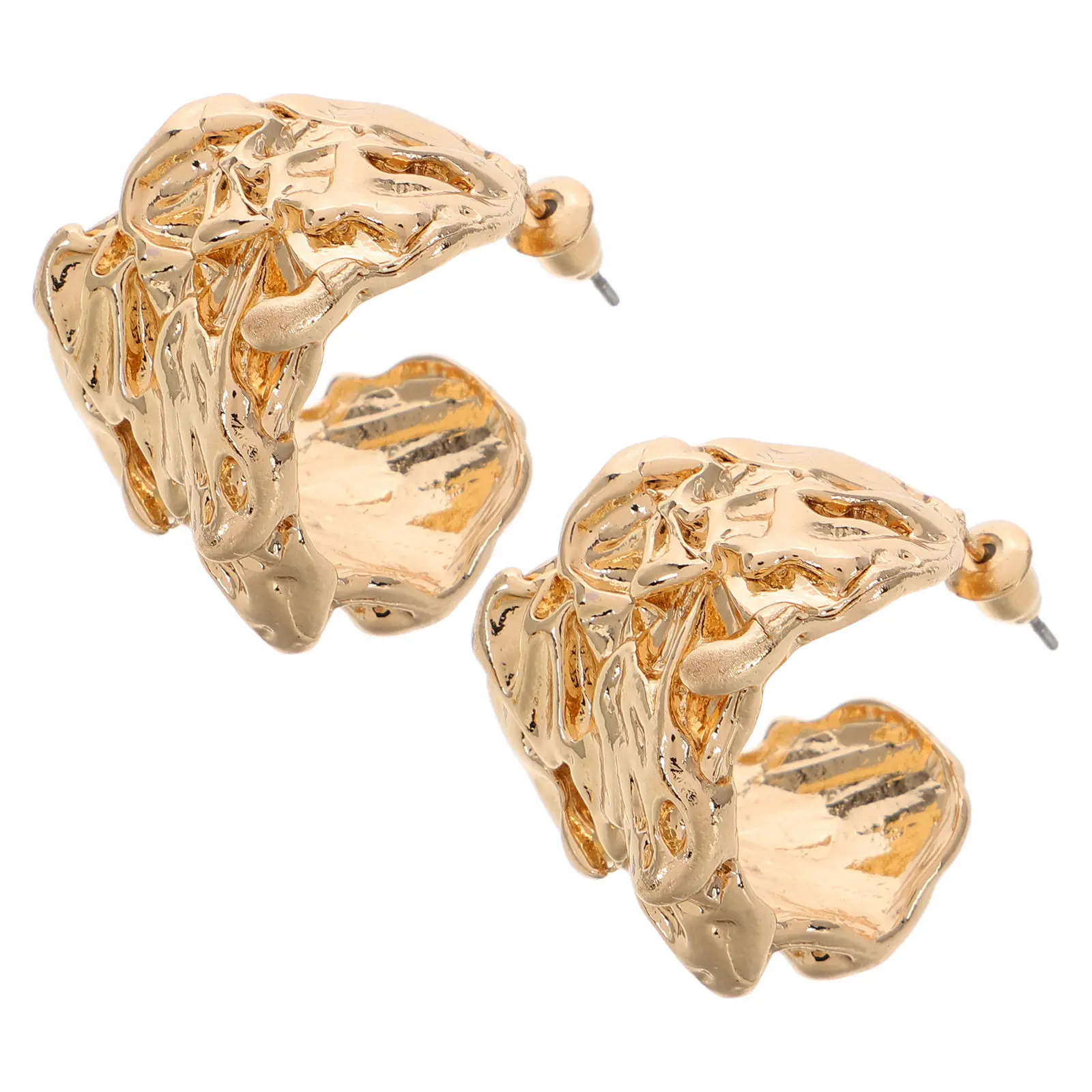 1Pair Liquid Water Drop Earrings Irregular Wrinkled Studs Lightweight Zinc Alloy Jewelry Fashion Earrings for Women Wedding