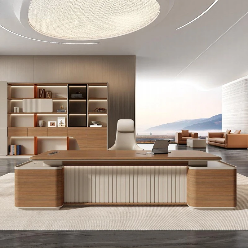 

Chairperson's desk, big desk, boss table, president's manager's office, new Chinese high-end atmospheric table and chair