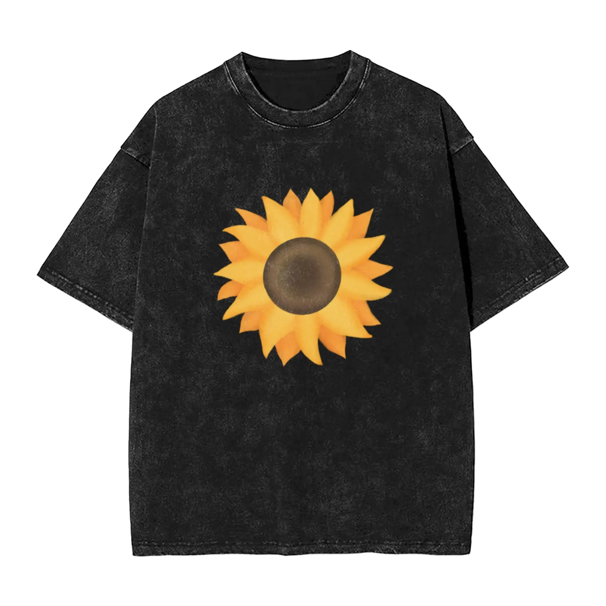 Sunflower watercolor style for a sticker  Classic Comfort A Washed T Shirt Men's Women's Oversized Cotton Tees Tops