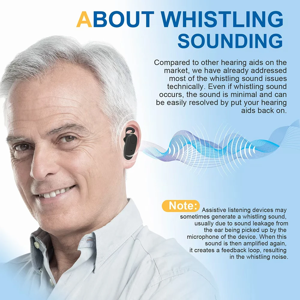 Интеллектуальный слуховой аппарат с шумоподавлением и высоким сроком службы батареи 40 часов, регулируемый объем слухового аппарата, дисплей для зарядки