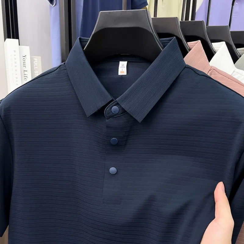 Breathable Men Polo Shirts Short Sleeve Tshirt Slim Solid Color Sport Golf Style