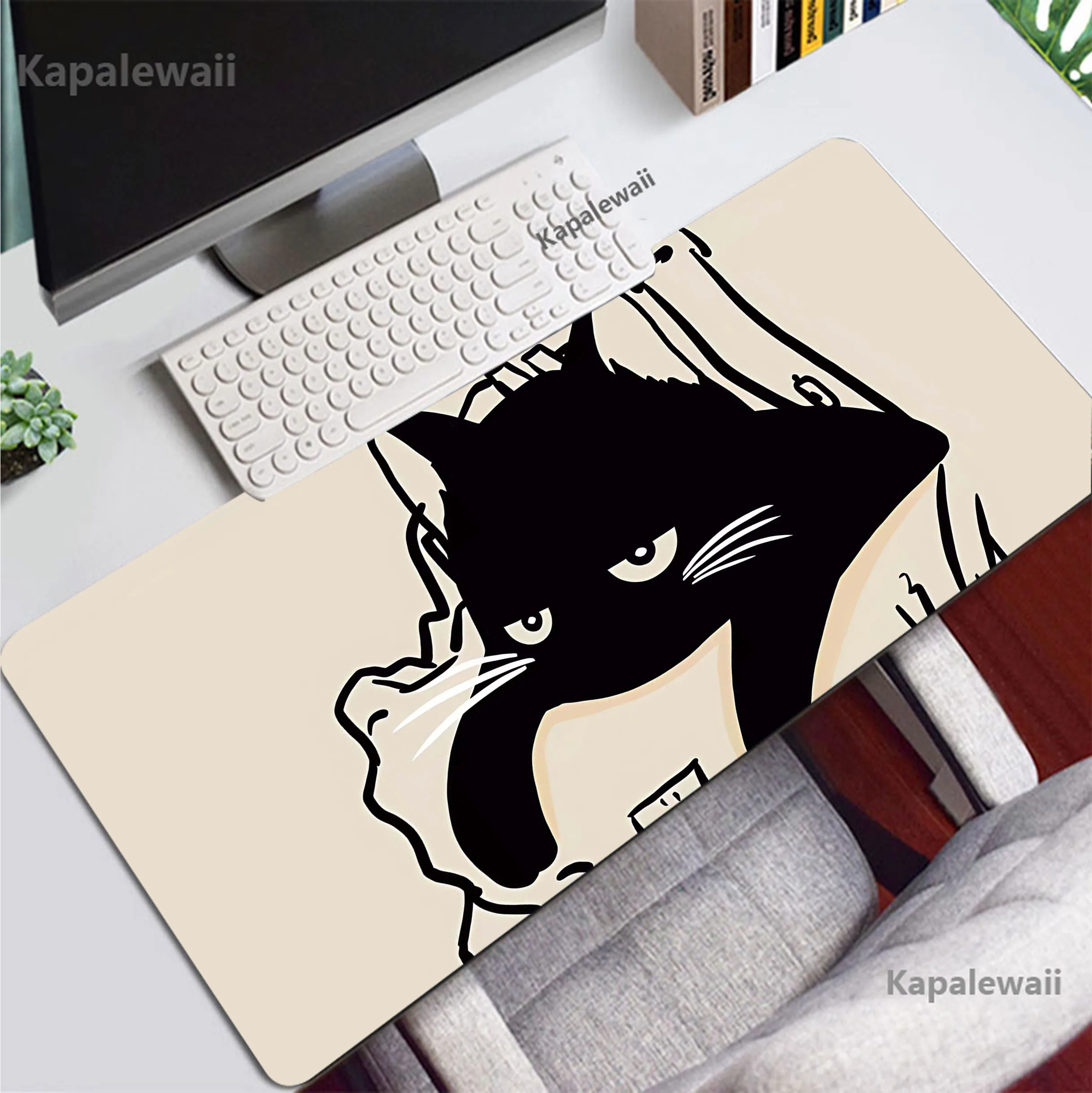 

Bongo Cat Kawaii Anime Mouse Pad Gaming Mouse Mat Gamer XXL Large Mousepad Game Desk Pads Rubber коврик Keyboard Mats 90x40cm