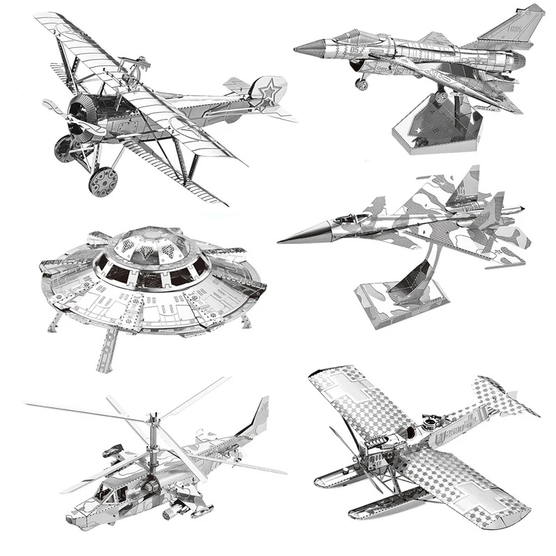 

3D Metal Puzzles DIY Manual Military Air Force J-20 J-15 J-10B SU-34 KA-50 Rescue Helicopter Assemble Model Jigsaw Puzzles Toys