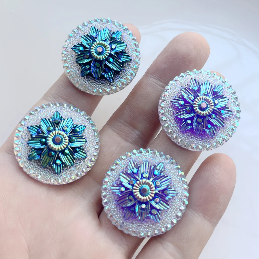 30MM round resin Flat back Flower Gems Native Earrings Jewelry Accessories Wedding decoration 10 pieces/bag