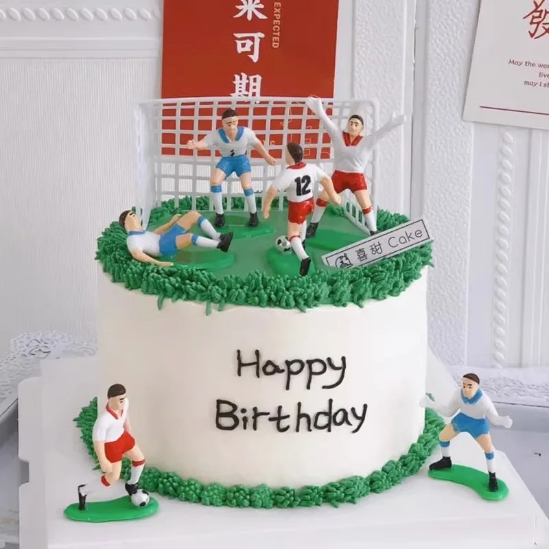 Football Cake Topper Boy Happy Birthday Party Supplies Model Soccer Team Cake Decoration Cupcake Flags Children Party Decor Gift