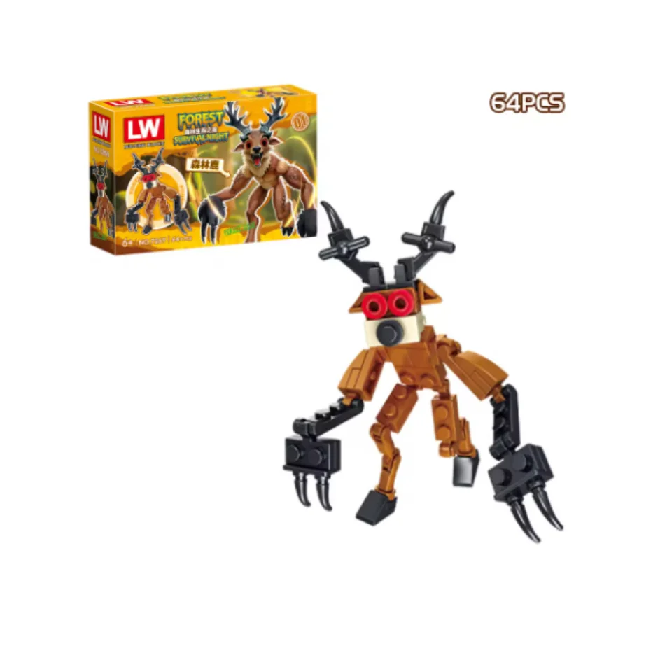 99 ночей в лесу, строительные блоки, игрушка-монстр, лось, олень, белая сова, слепая коробка, модель строительного блока, обучающая сборка своими руками, игрушка