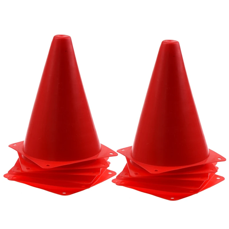 12 PCS Multi-Function Safety Agility Cone For Football Soccer Sports Field Practice Drill Marking - Red