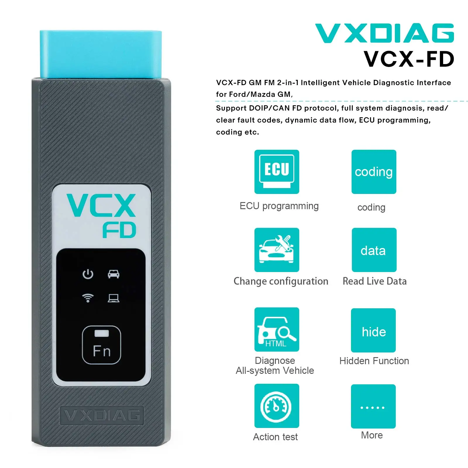 VXDIAG VCX FD Professional Automotive 2 Scanner CAN-FD DoIP Diagnostic Tool