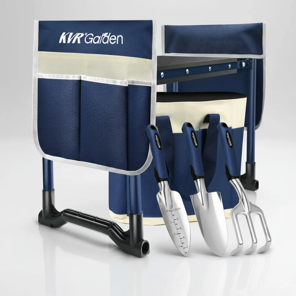 

2025 Upgraded Foldable Garden Kneeler Seat Set with Tools & Pouch, Heavy Duty Gardening Stool Gifts for Seniors Women Mom