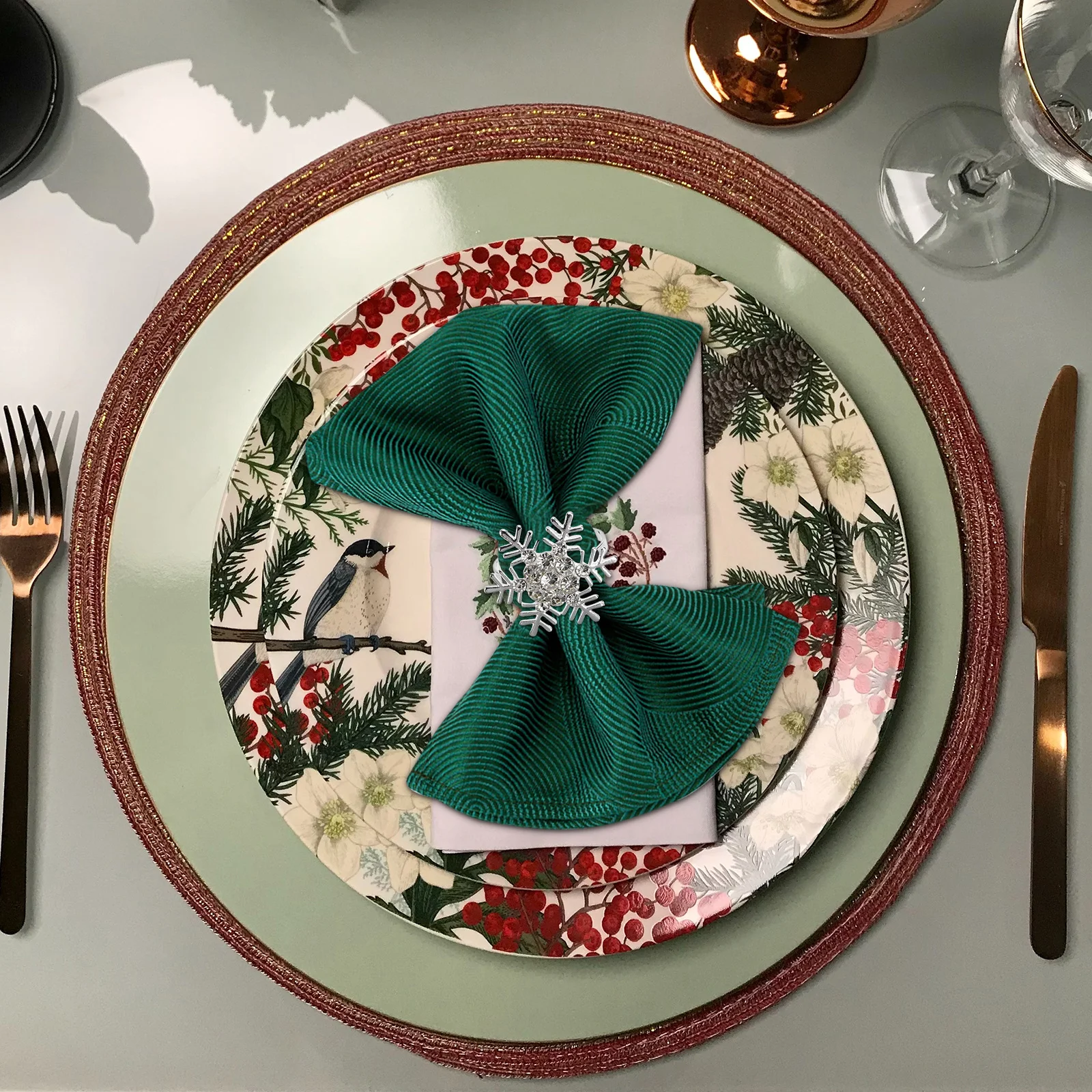 

6Pcs Versatile Silver Snowflake Napkin Rings Rhinestone Christmas Dinner Table Decor Party Setting Accessories