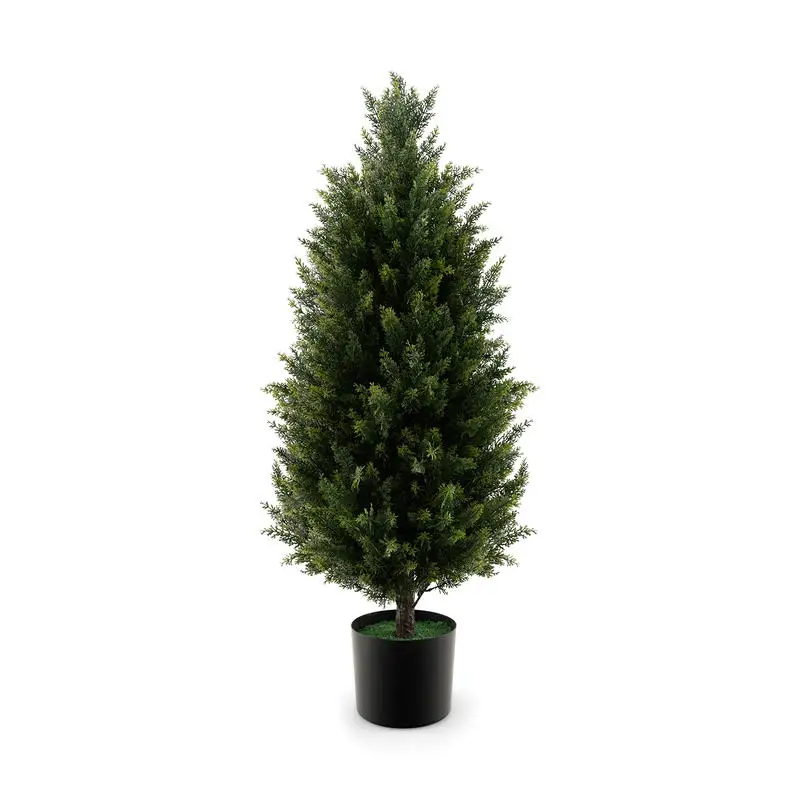 

93 CM Artificial Topiary Cedar Tree with Cement Plastic Pot