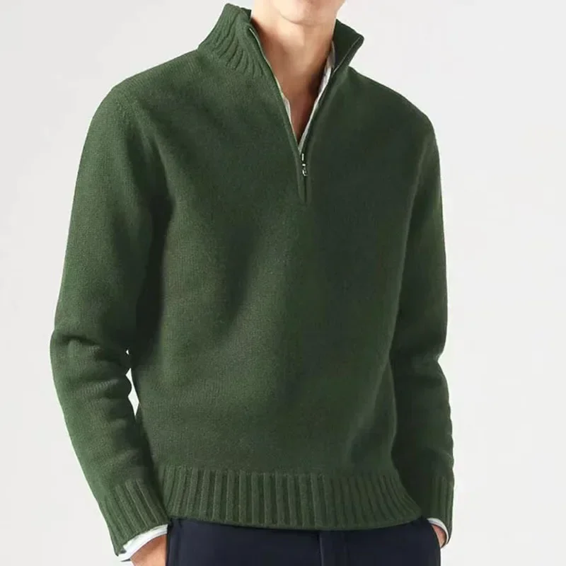 Mens Winter Casual Daily Warm Coats Turtlenecks Half Zipper Sweaters Knitwear Spring Pullovers Solid Long Sleeved Tops for Male