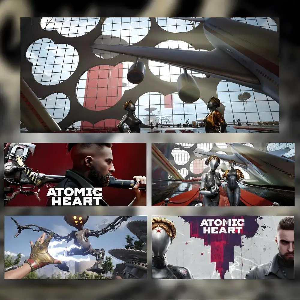 game retro A-Atomic Heart Mouse Pad Large Thick Desk Pad Stitched Edges Gaming Mouse Mat for PC