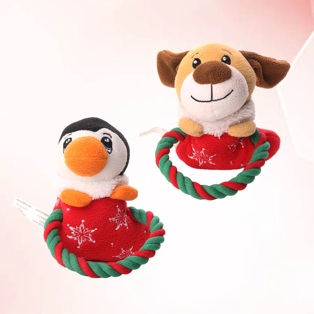 

2pcs Christmas Pet Dog Bite Toy Plush Toy Pet Supplies for Home Shop Pet Dog Toy Dog Squeaky Toy