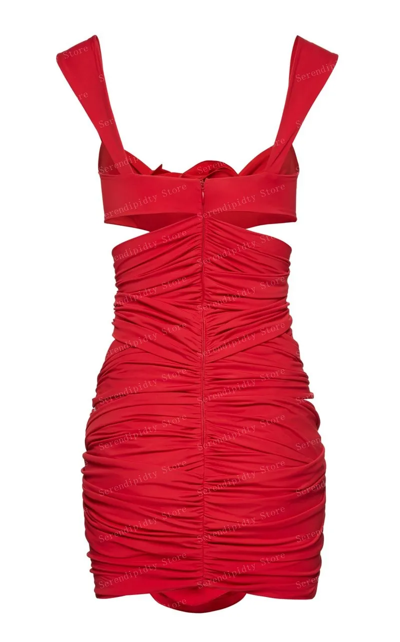 Rotes Kleid, Blumenkleid, quadratischer Ausschnitt, Minikleid, Partykleider, figurbetontes Kleid, handgemachtes Kleid, schickes Ballkleid, immer hübsche Kleider