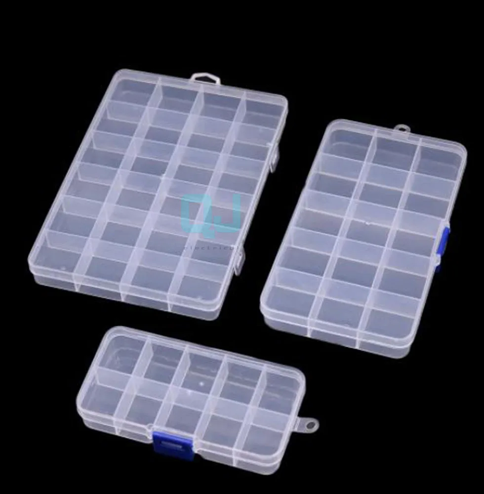 10/15/24 Fixed Grids Clear Plastic Storage Jewelry Box Compartment Container for Beads Crafts Jewelry Tackles Earring Box