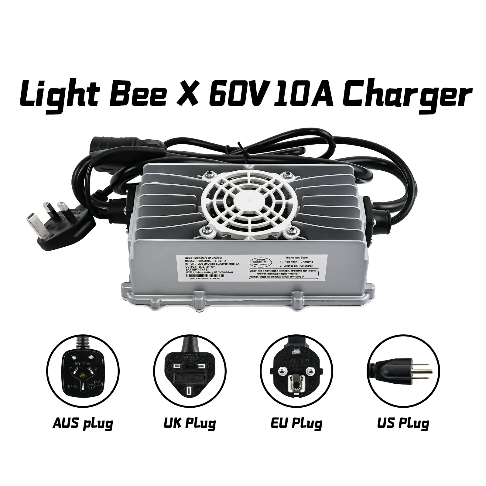 

For Surron Light Bee X Charger 60V10A 72V12A Charger Silent Motorcycles Off-Road for SurRon Charging Tool OEM Motorcycles Parts
