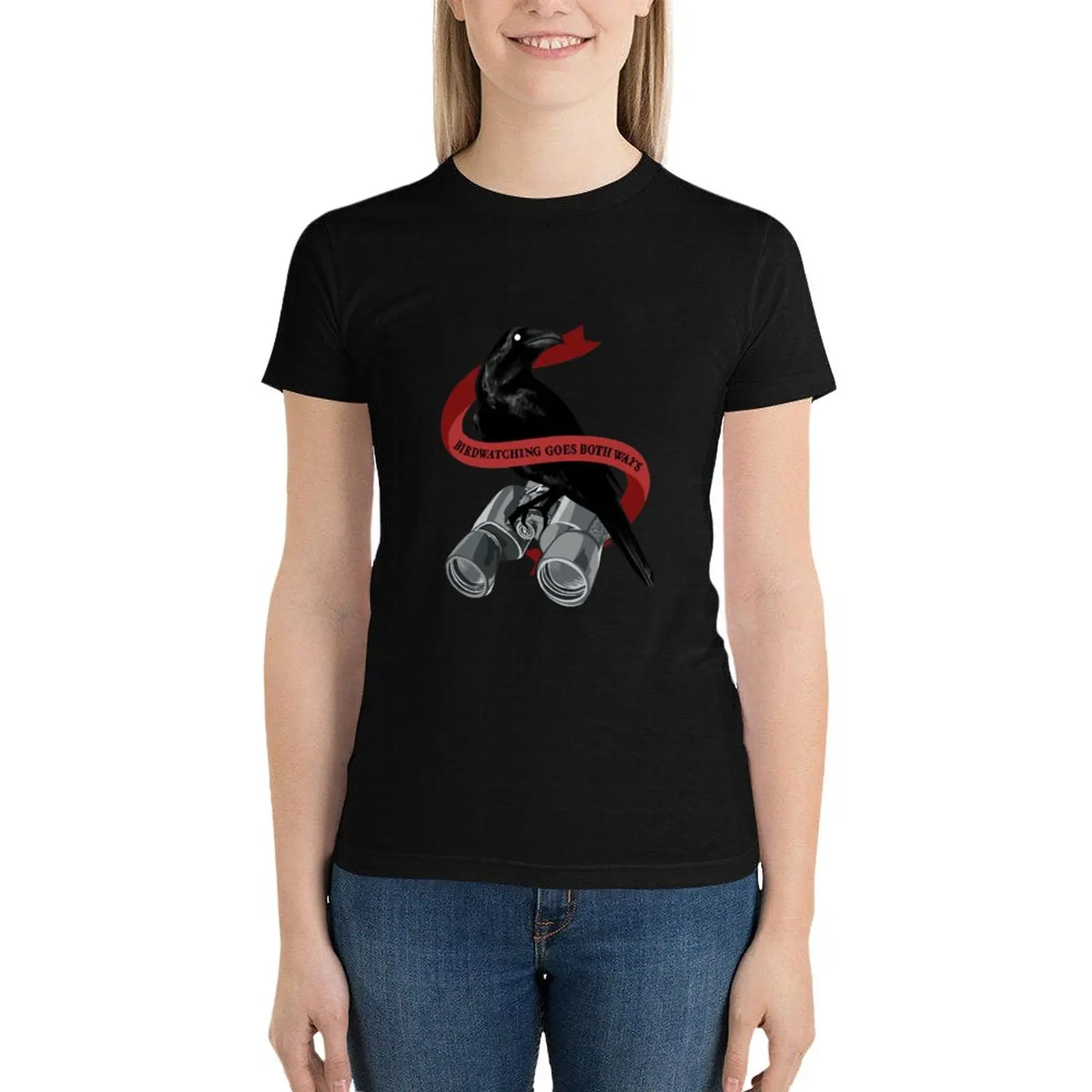 

Birdwatching Goes Both Ways T-Shirt vintage clothes tops anime clothes Aesthetic clothing t shirt Women