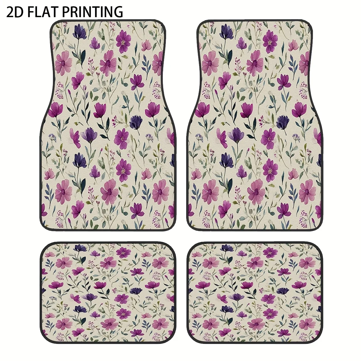 

4pcs Red House Weasel Retro Cute Pattern Printed Car Floor Mats, Universal Material All-Season Full Coverage Vehicle Interior Pr