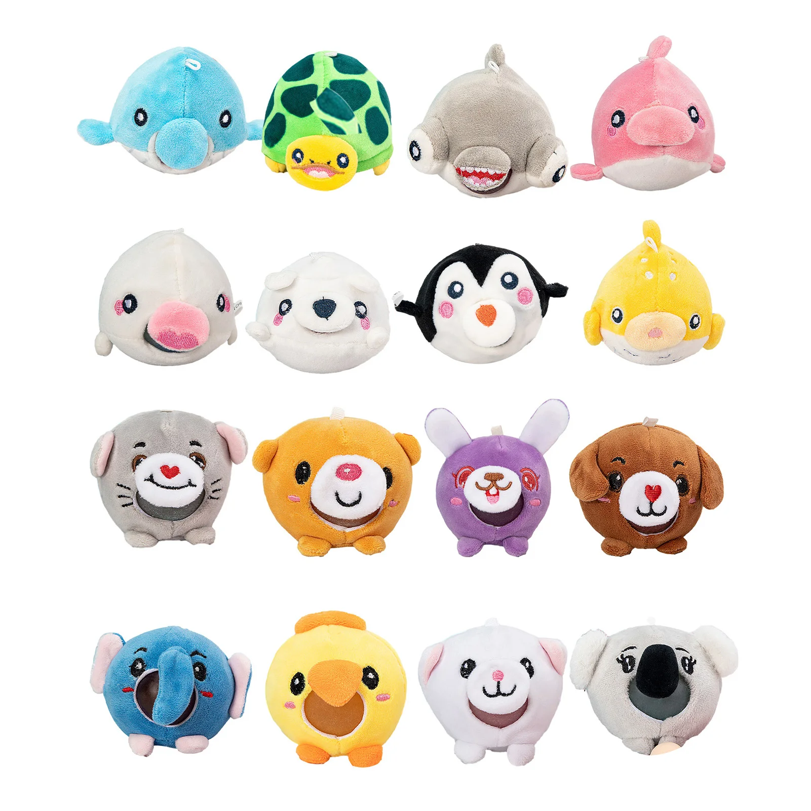 Plush Animal Unzip Toys Stress Reliever Squishy Squeeze Toys Vent Ball Decompression Doll Toy Keychain Pendant Squeeze Ball