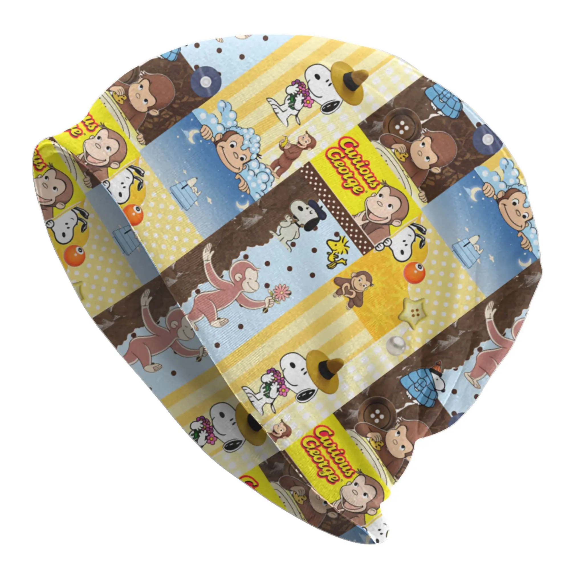 C-Curious G-George Anime Bonnet Hats  Street Knitting Hat For Women Men Winter Warm Funny Monkey Cartoon Skullies Beanies Caps