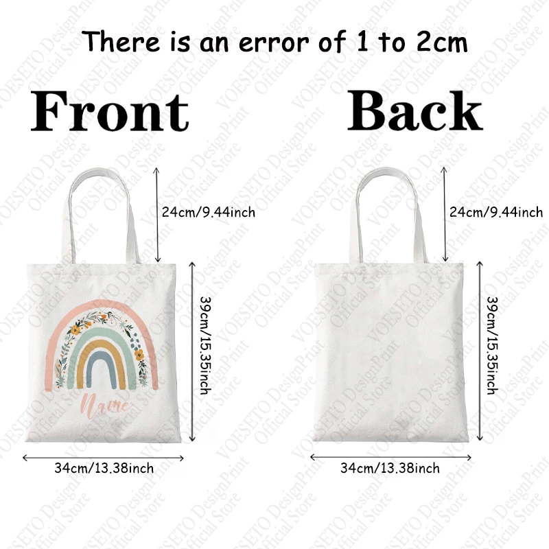 1pc Custom Name Gift School Leaving Present forTeacher Mothers Day Personalised bridesmaid gift Teacher Rainbow Tote Bag Book