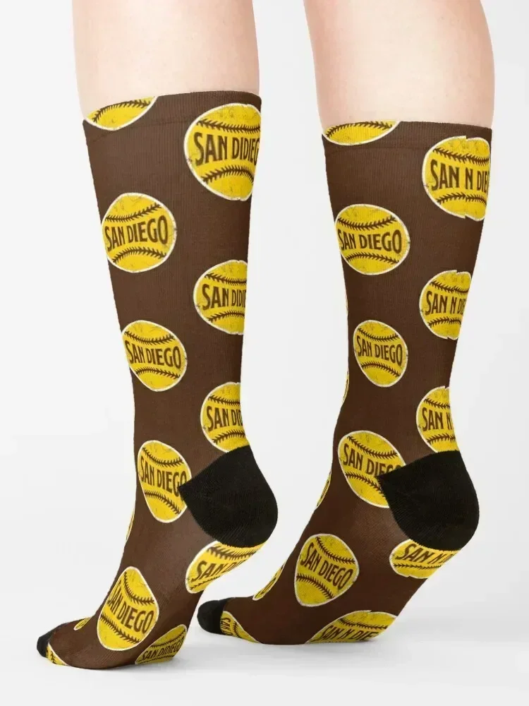 San Diego Retro Baseball - Brown Socks Toe sports happy Men's funny gifts Male Socks Women's