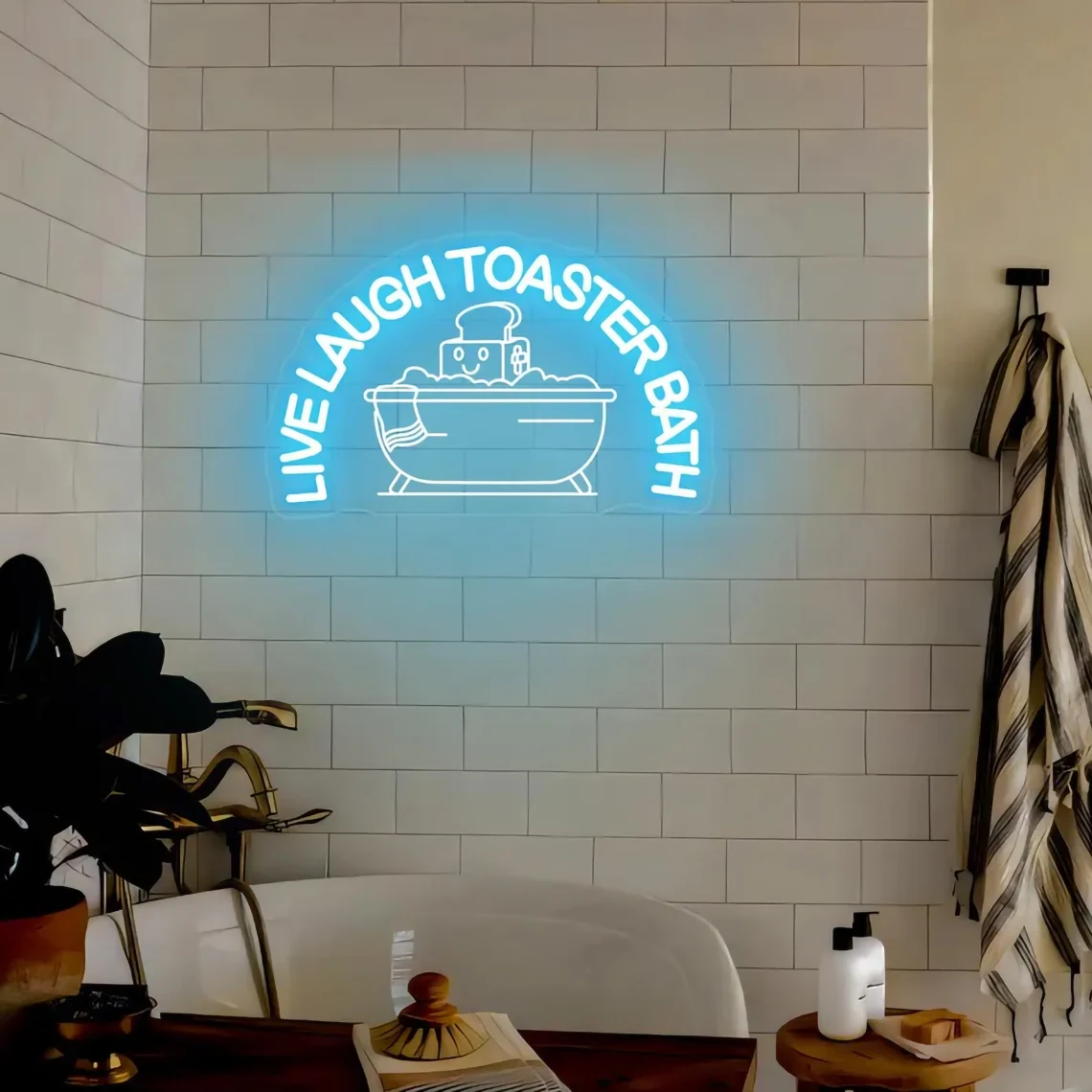 Live Laugh Toaster Bath Neon Sign Gothic Bathroom Decor Quirky Bathroom Decor