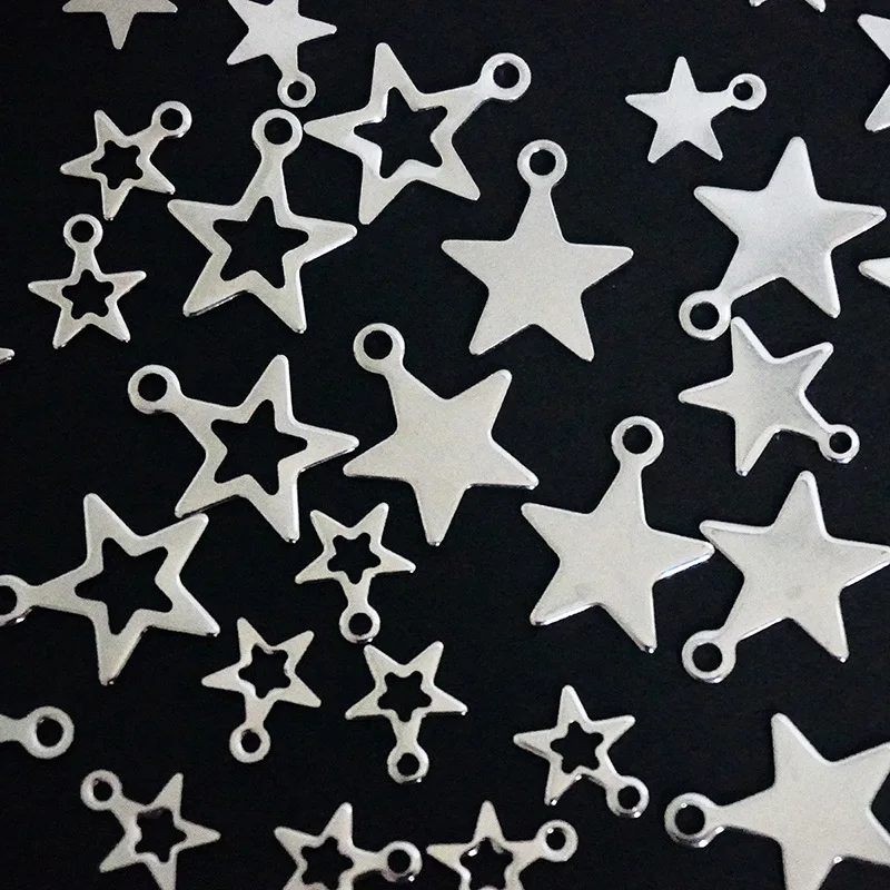 500pcs /lot Small Star Charms Keychain Stainless Steel Metal DIY Jewelry Making Accessories for Keyrings