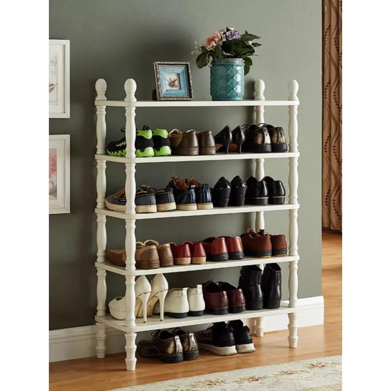 

American solid wood multi-layer shoe rack European shoe cabinet simple shelf storage dust-proof household rack door looks good i