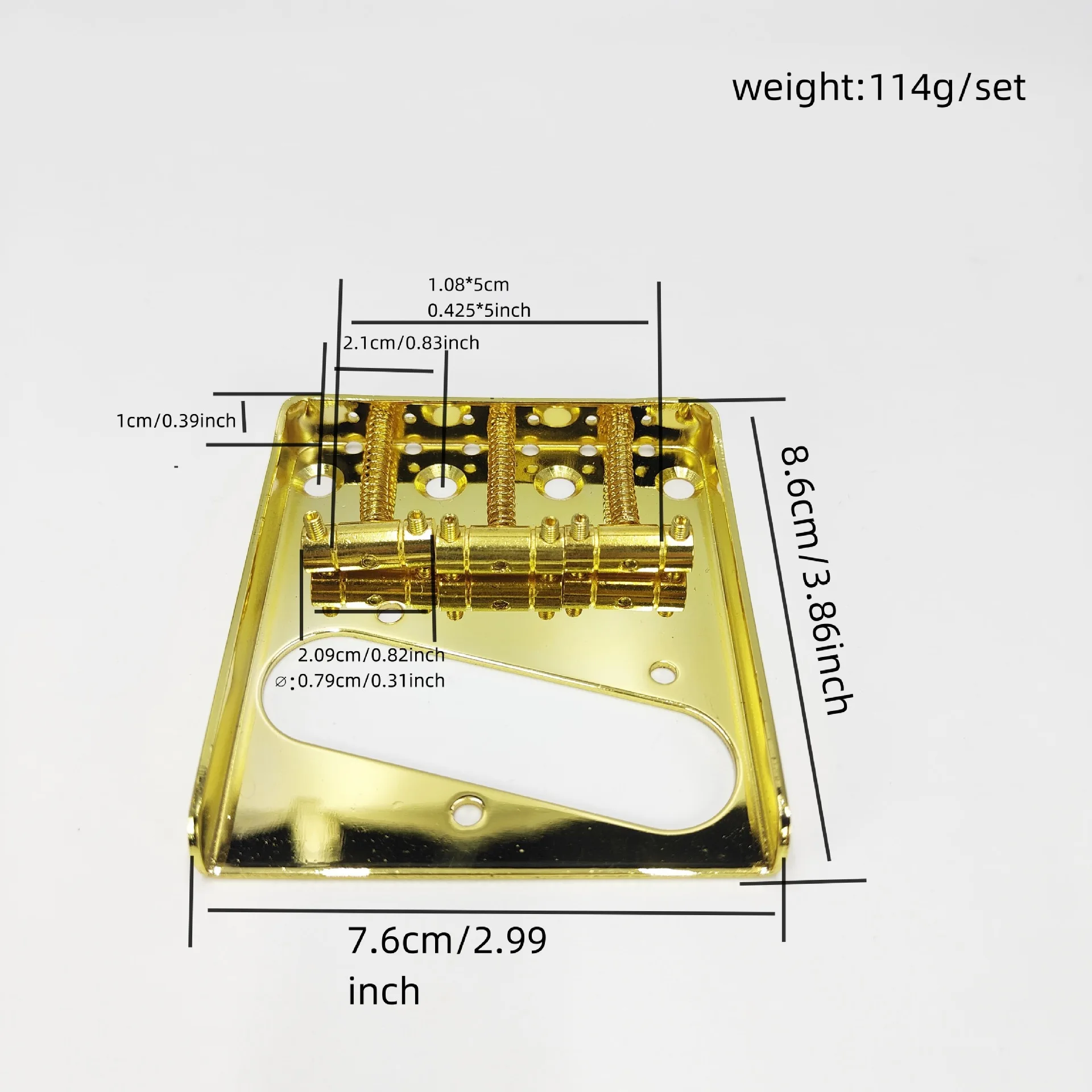 3-Saddle Fixed 6-String Guitar Bridge Tailpiece for TL  Electric Guitar with Single Coil Pickup Route Replacement
