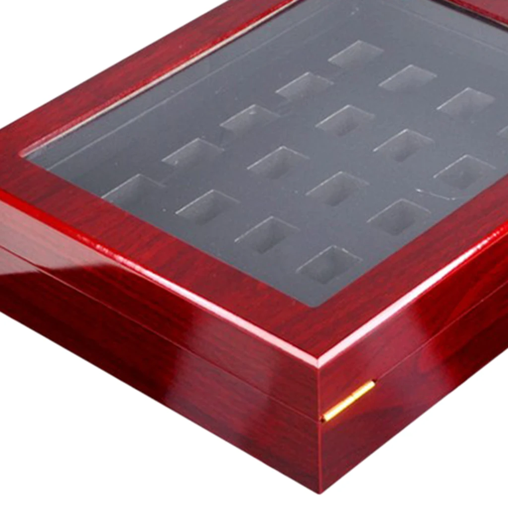 Portable Wide Slot Grids Championship Heavy Wooden Jewelry Display Organizer Display Box Storage Case Showcase Gifts