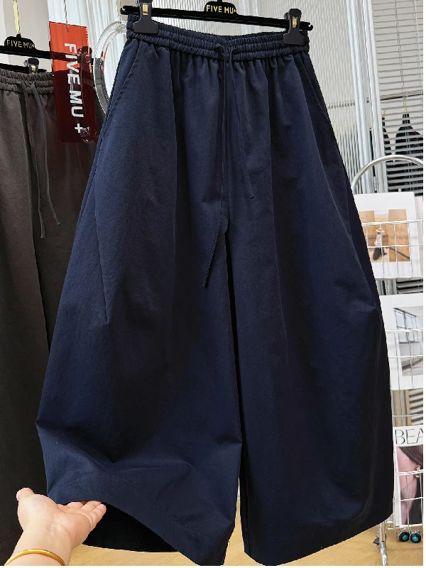 

plus Size Comfortable Loose Women's Summer Casual Pants High Waist Wide Leg Pants Nine Points Loose Feeling Trousers