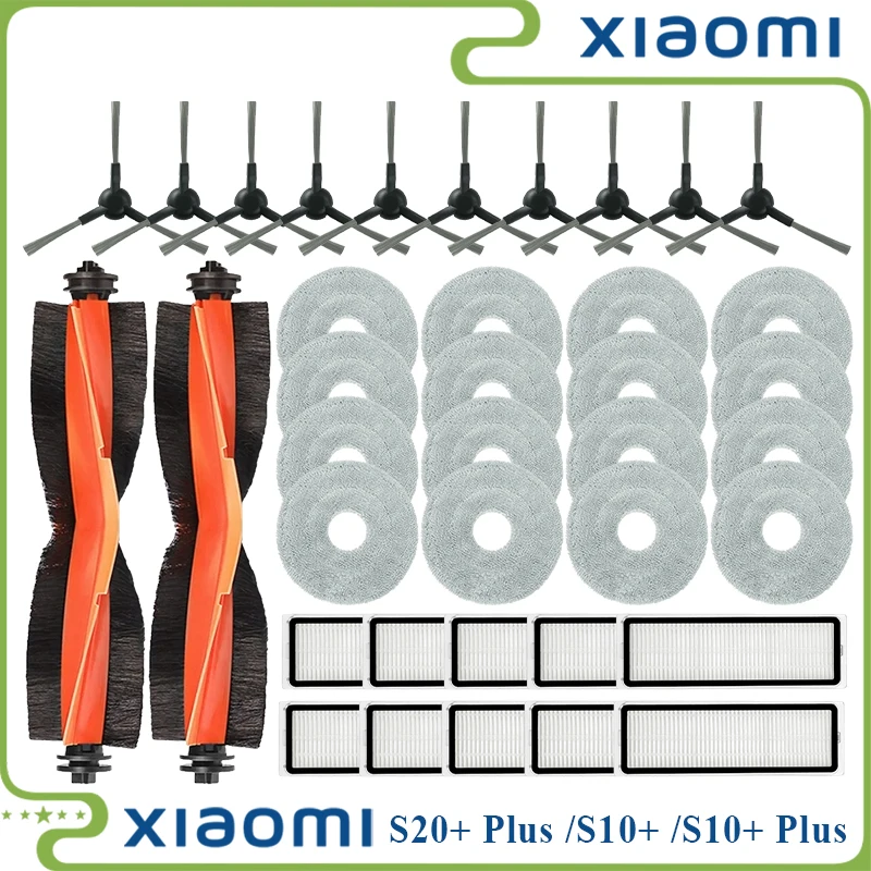 For Xiaomi Robot Vacuum S20+ Plus B108GL/ S10+ Plus B105 Parts Main Roller Side Brush Hepa Filter Mop Cloth Accessories