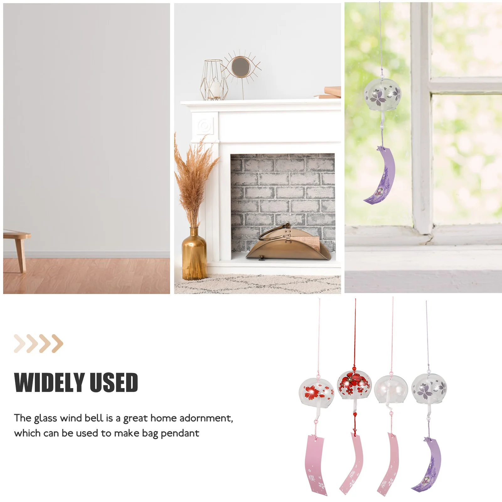 

4Pcs Japanese Style Glass Wind Bell Decorative Pendants Elegant Home Garden Balcony Hanging Wind Chimes Garden Pendants