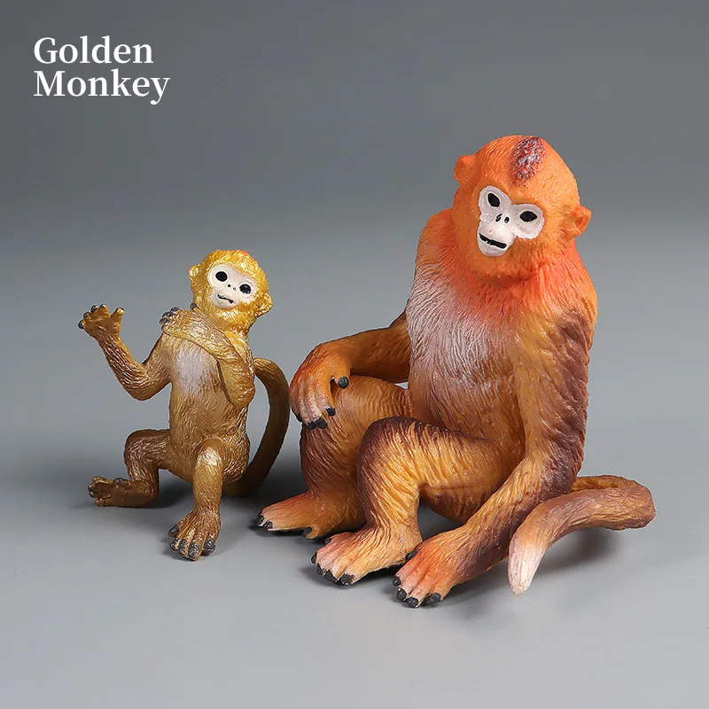 مجموعة شخصيات محاكاة القرد الذهبي شان كوي للحيوانات البرية - لعبة نموذجية صلبة لتزيين هدية للأطفال