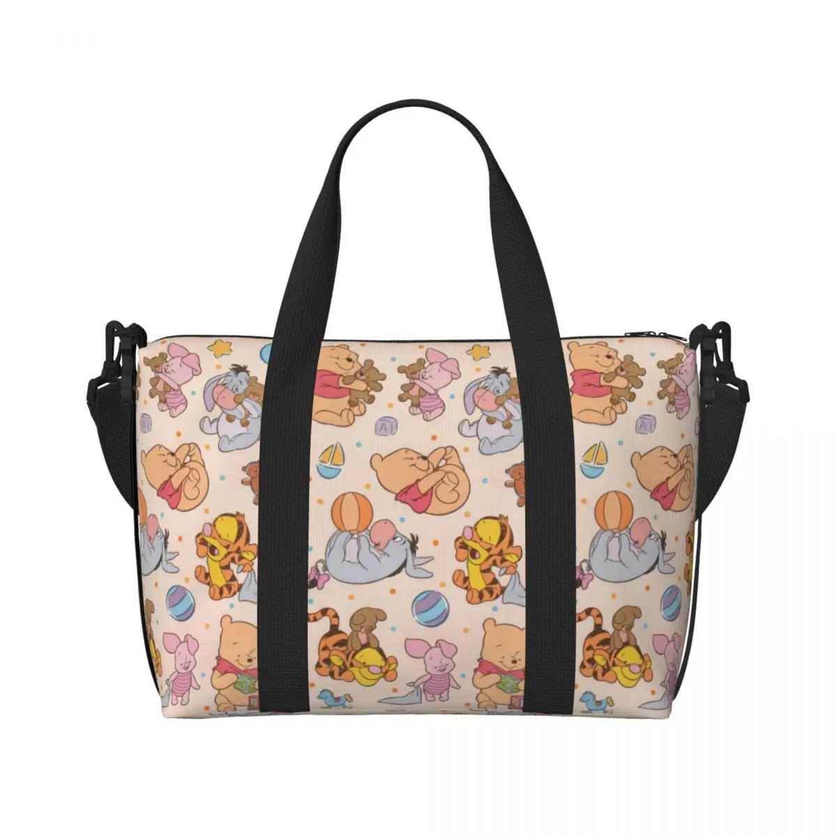 Custom Winnie Pooh Teddy Bear Tote Bag Women Large Capacity Gym Beach Shoulder Travel Bag