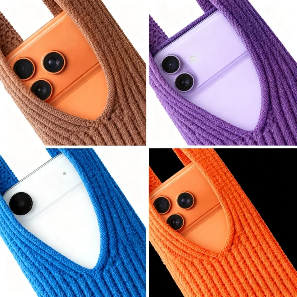 حافظة متماسكة يمكن ارتداؤها لجيب آي فون، حقيبة محبوكة ثلاثية الأبعاد لهاتف آيفون 17/16/15/14، مشبك أو يمكن ارتداؤها كسوارة أنيقة للحمل اليومي