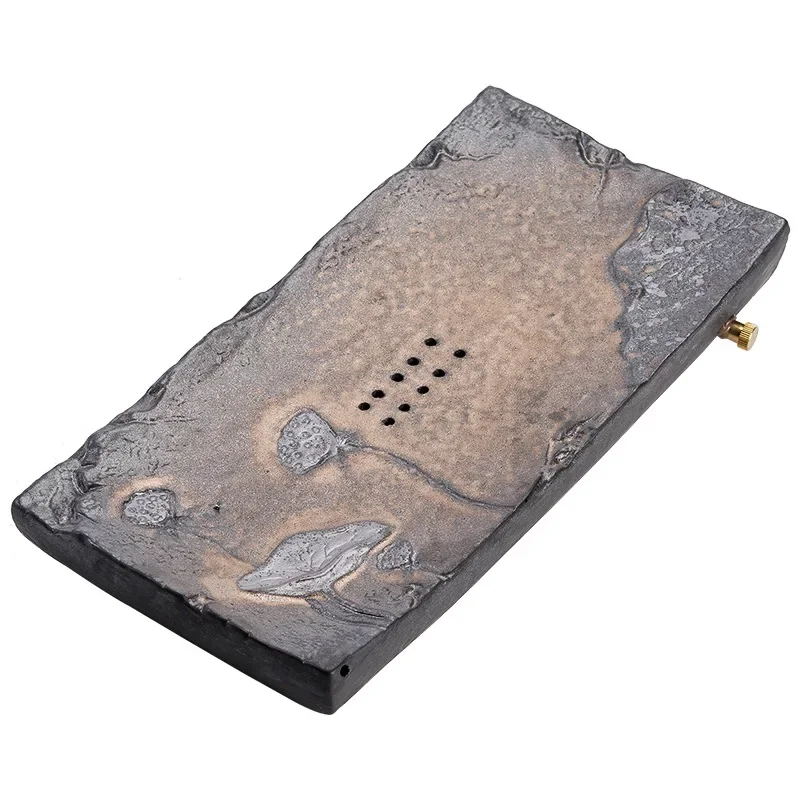 Ailian Said Dry Pour Tea Tray Japanese Small Rectangular Stoneware Water Storage Tea Table Household Gilding Ceramic Tea Tray