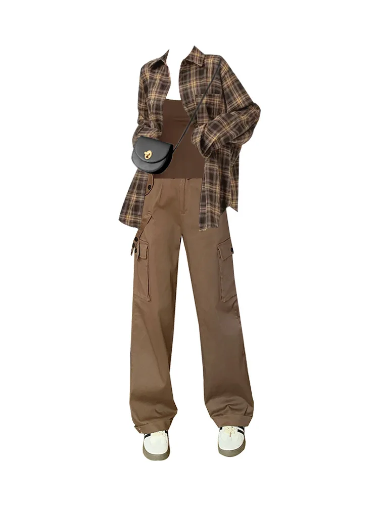 Busin Commute Set di protezione solare Gilet da donna scozzese lungo con cinturino Sve irt Pantaloni da lavoro dimagranti T-pezzo Faionable...