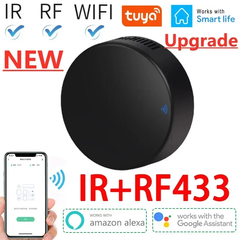 Universal Remote Control IR RF WiFi Smart Home For Alexa Google Voice App Tuya AC TV Fan Curtain 433MHz