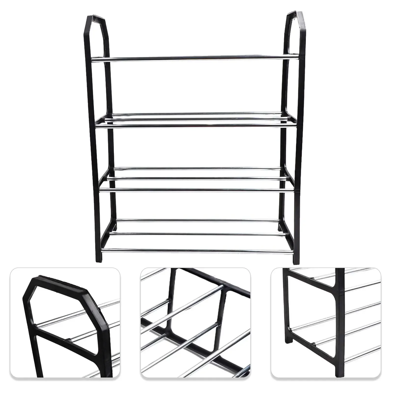 

5pcs50*42*18cmMetal shoe rack 4Tier Assembled Shoe Stand Trapezoidal Home Shoes Organizer Holder Shoe Shelf for Room ﻿home parts